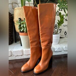Free People Grayson Tall Brown Leather Boots Sz EU38 NWOB